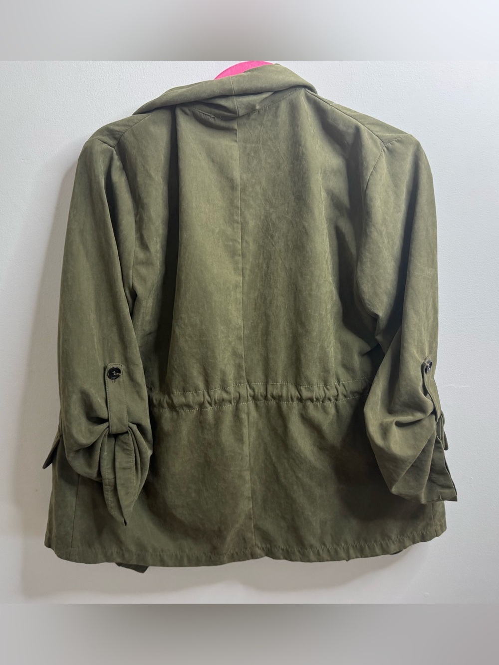 SHEIN Olive Utility Draped Open Front Jacket - Picture 2 of 3